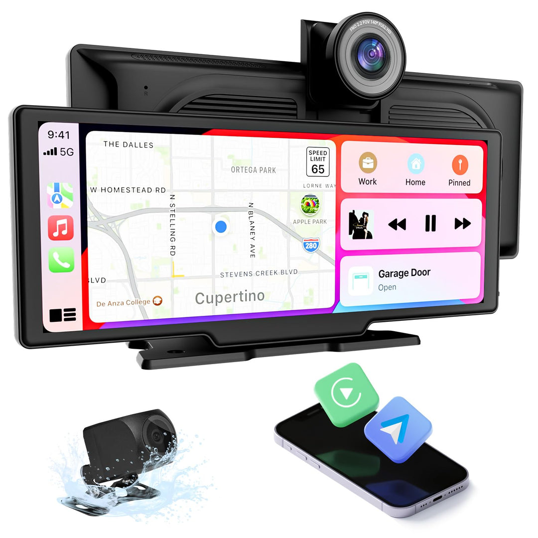 10,26 Zoll Carplay und Android Auto Display mit Wireless CarPlay & Android Auto, 4K Front-Kamera, 10