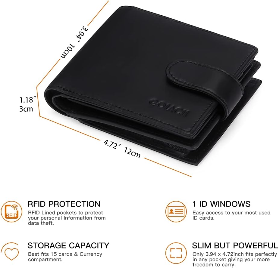 GAEKEAO Geldbörsen Herren Geldbörse aus echtem Leder Geldbörse mit RFID-Schutz Bifold Wallet, Geldbö