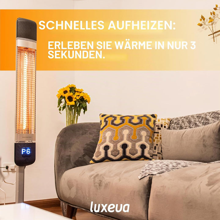 Luxeva Infrarot-Terrassenheizstrahler, 1000/2500 W, elektrische Terrassenheizung mit App-Steuerung,