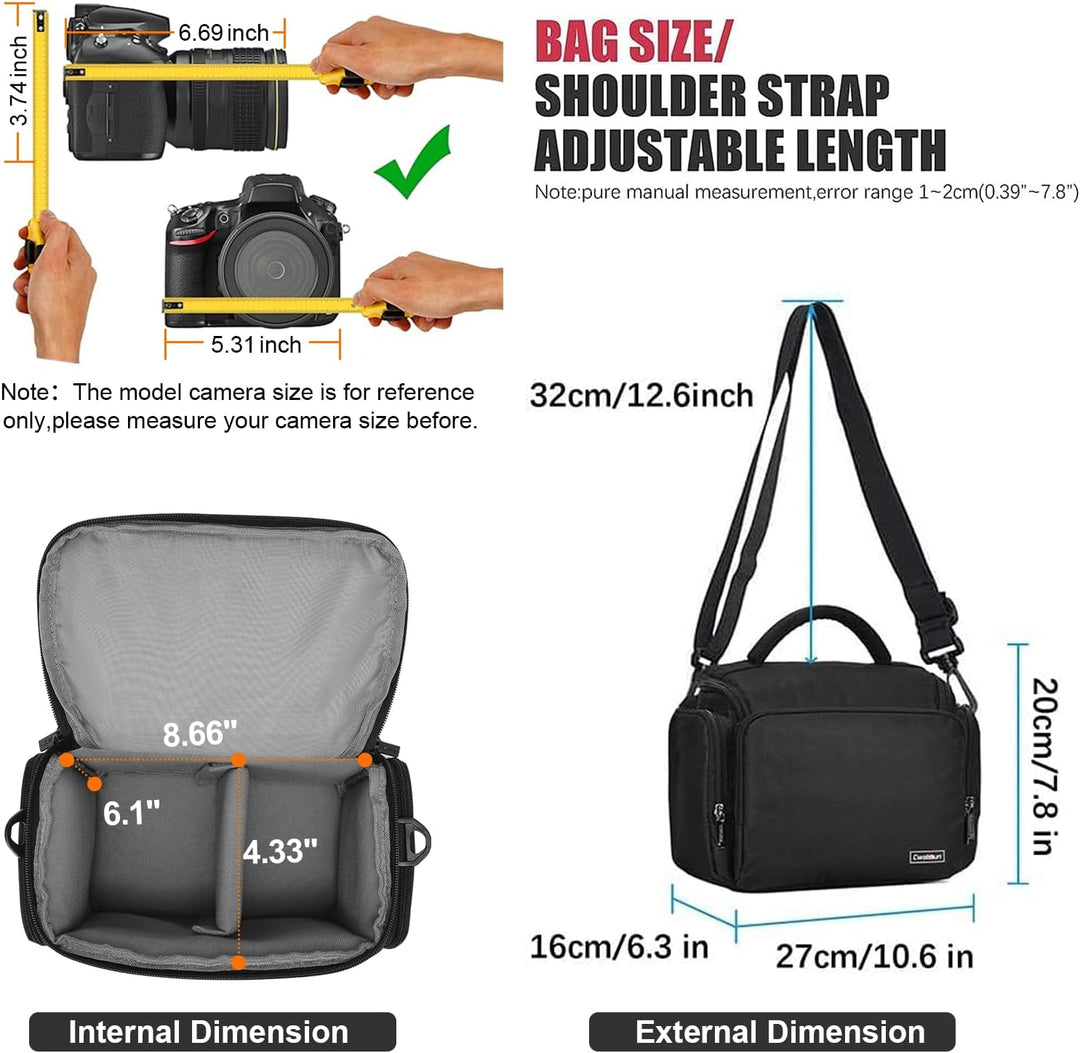 Cwatcun Kameratasche,SLR Fototasche,Kamera Tasche zum Umhängen kompatibel für Canon Nikon Sony SLR/D