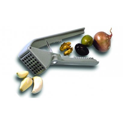 Westmark German Multipurpose Garlic Press with Olive Pitter, Nutcracker and Fish Scaler (Grey) by We