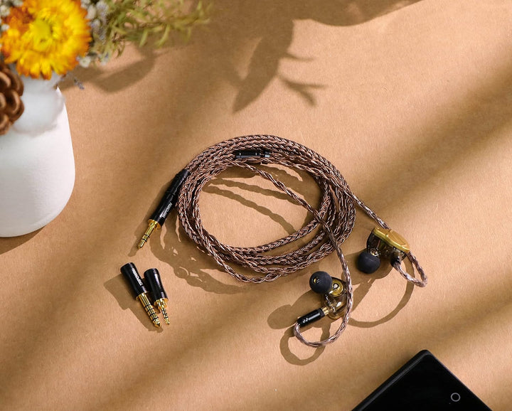 LINSOUL Tripowin Amber 32AWG OFC Oxygen Free Cable HiFi IEM Kabel mit austauschbarem 2.5mm/3.5mm/4.4