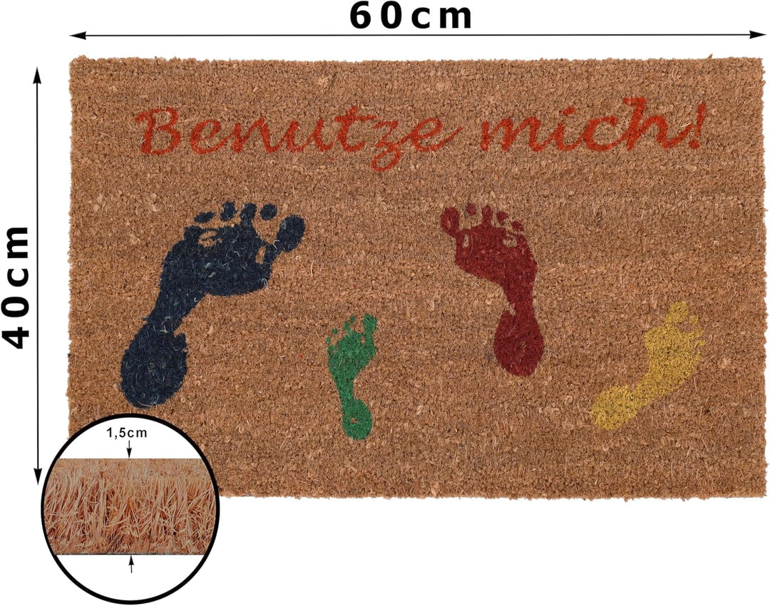 Betz Kokosmatte aus 100% Kokos - Fussmatte - Fussabstreifer –Schmutzfangmatte Muster Benutze Mich Gr