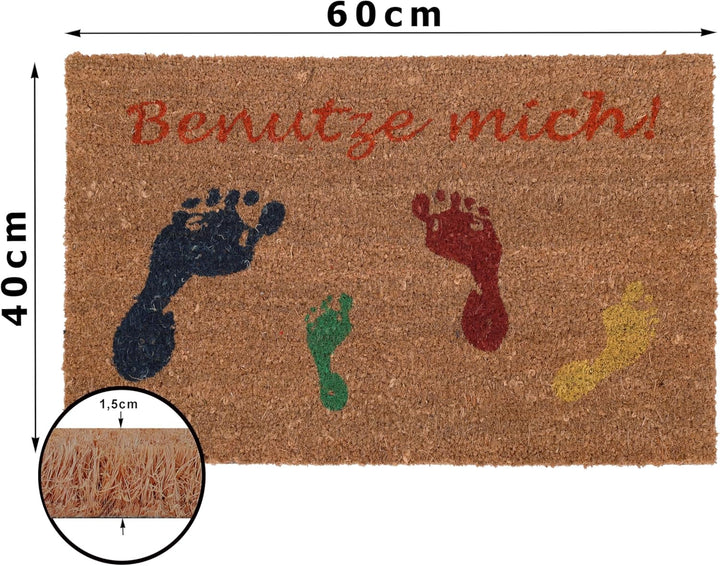 Betz 3er Kokosmatte aus 100% Kokos - Fussmatte - Fussabstreifer –Schmutzfangmatte Muster Benutze Mic