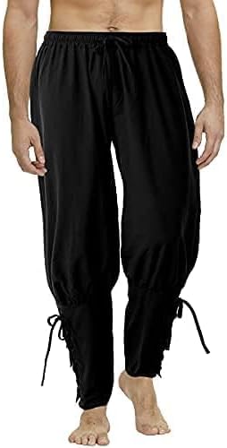 COSDREAMER Herren Mittelalterhose Wikinger Piraten Kostümhose Schwarz 3XL 3XL Schwarz, 3XL Schwarz