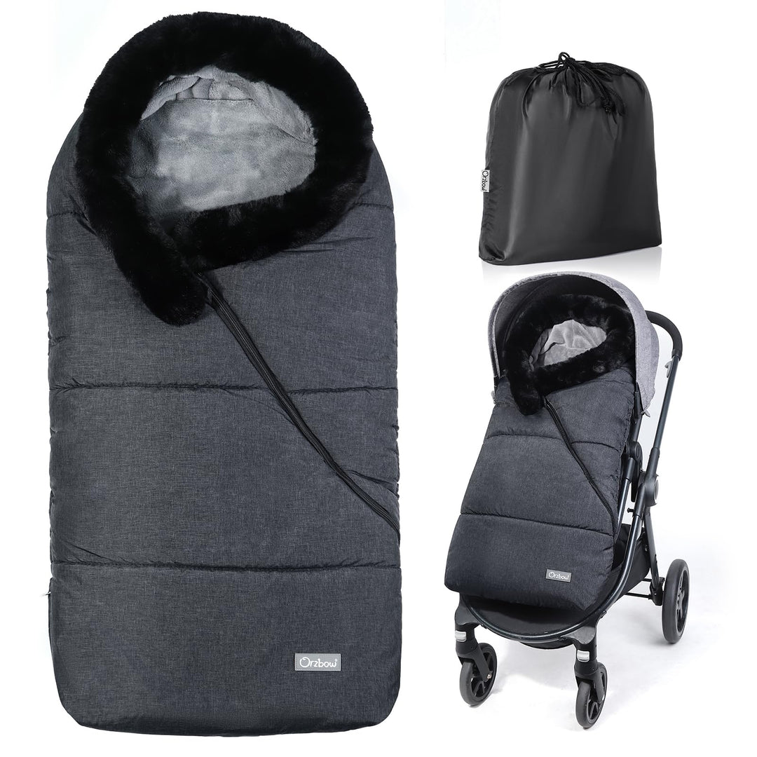 Orzbow Universelle Fusssack Kinderwagen Winter, Einstellbare Fusssack Buggy mit Zwei-Wege-Reissversc
