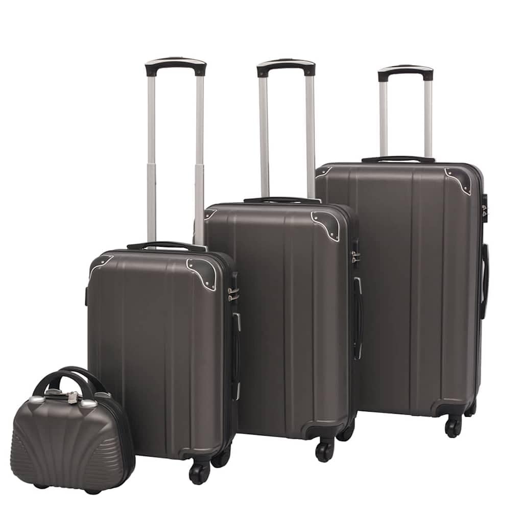 vidaXL Kofferset 4-TLG. Anthrazit Hartschalen Koffer Reisekoffer Set Trolley, Anthrazit