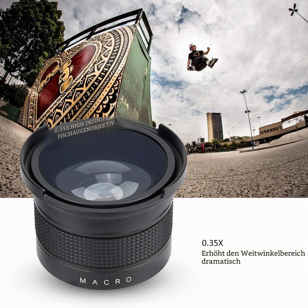 Tosuny 52mm 0.35X Weitwinkel Fisheye Objektiv mit Objektivdeckel Aufbewahrungstasche Universal für C