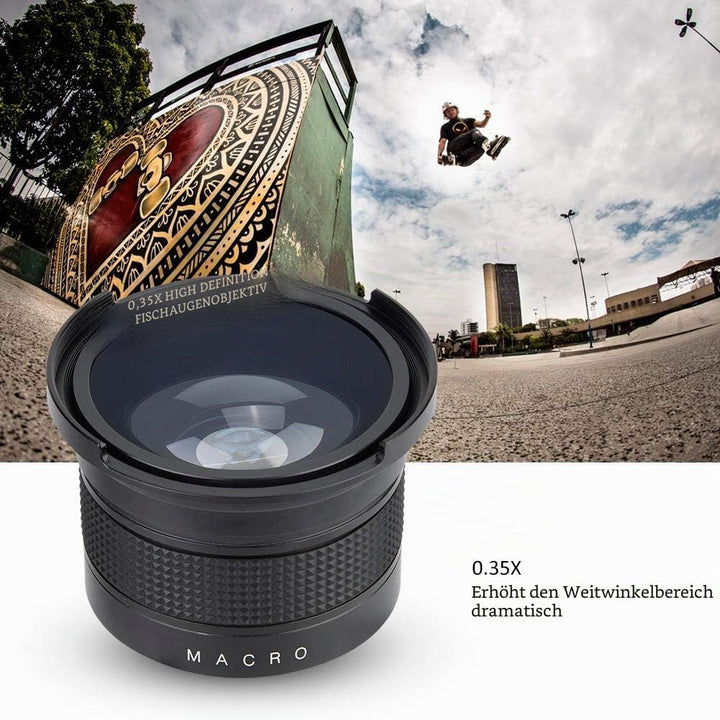 Tosuny 52mm 0.35X Weitwinkel Fisheye Objektiv mit Objektivdeckel Aufbewahrungstasche Universal für C