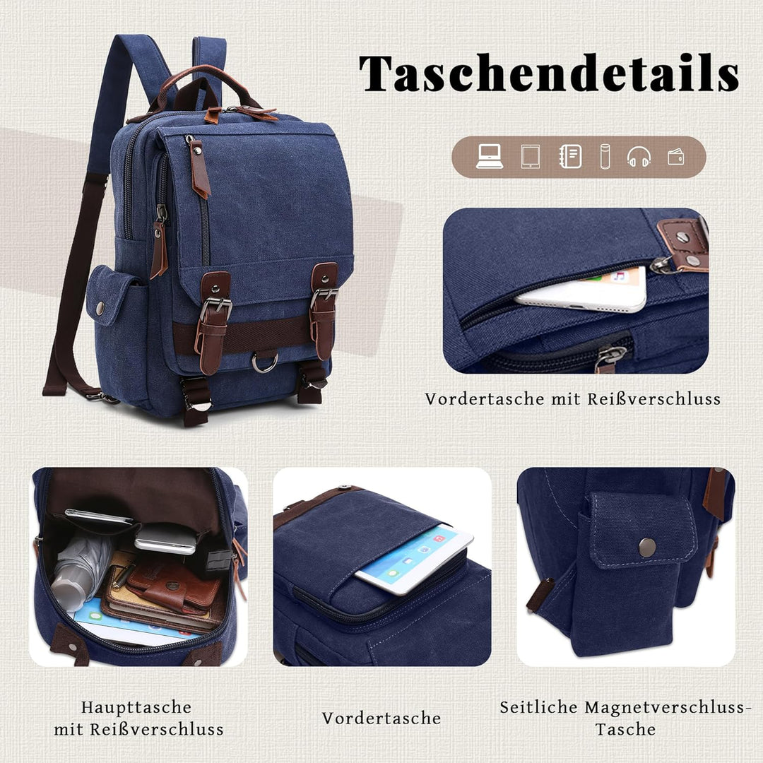 VARLIVOO Retro Sling Bag Herren Damen Crossbody Bag Umhängetaschen Schultertasche Wandern Reisen Cam
