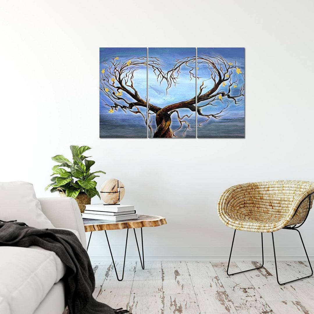 Runa Art Wandbilder Herz Baum Bild XXL Wohnzimmer Schlafzimmer Blau Natur Wasser 120 x 80 cm 3 Teili