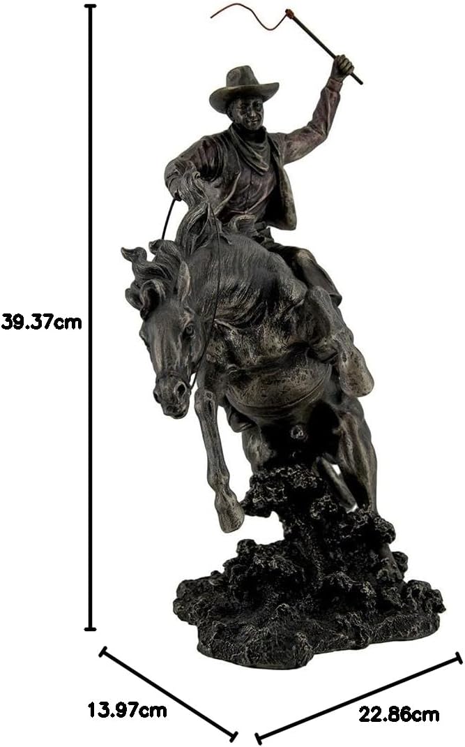 Zeckos braunen Rodeo Cowboy und Bucking Bronco Statue 33 cm hoch