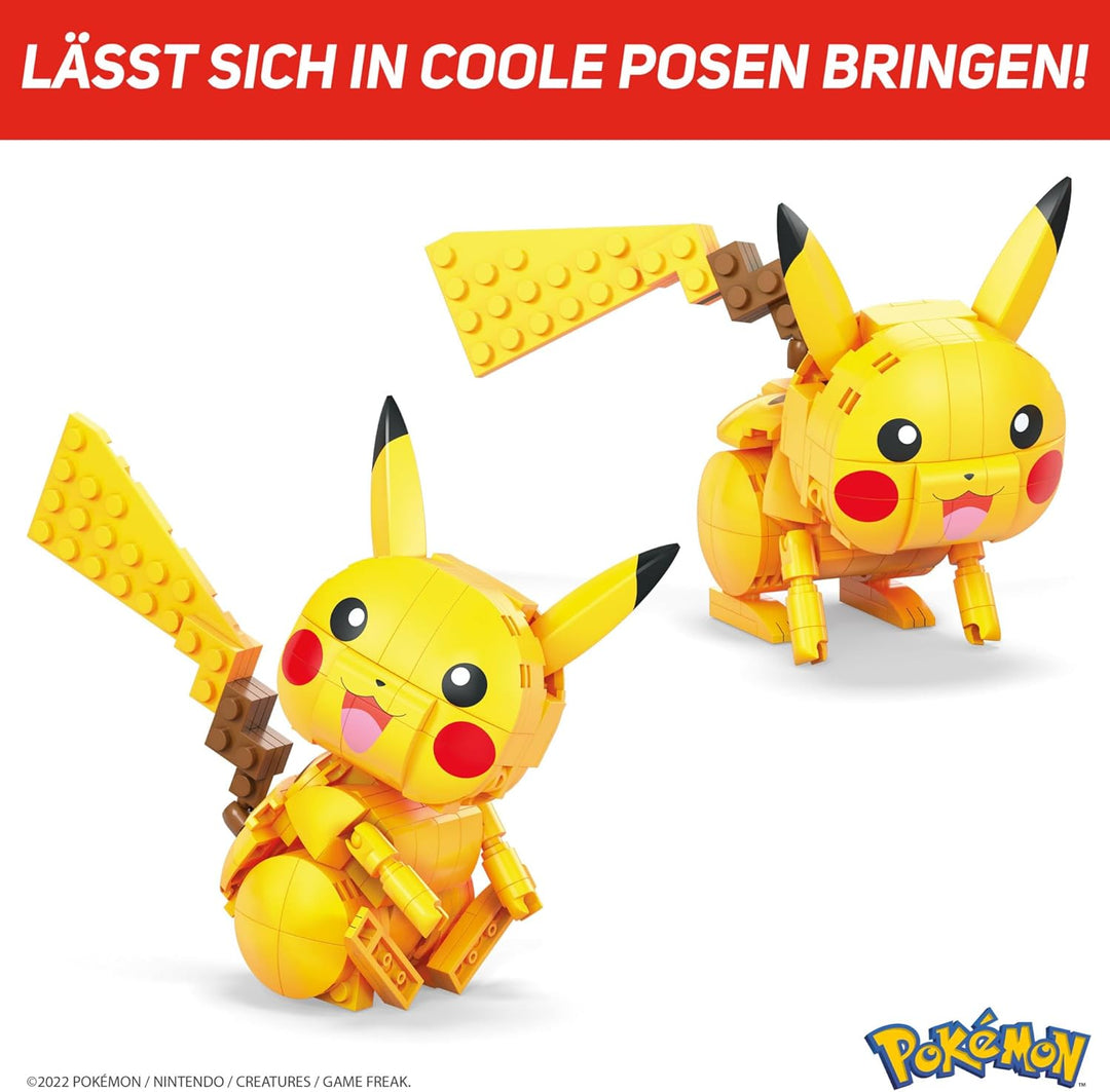 Mega Pokémon Figuren, Medium Pikachu Figur zum Zusammenbauen, Höhe: 10cm, beweglich, kompatibel mit