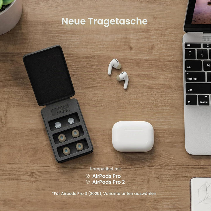 Foam Masters Ultra-Premium-Ohrstöpsel aus Memory-Schaum für AirPods Pro 1. und 2. Generation, 3 Paar