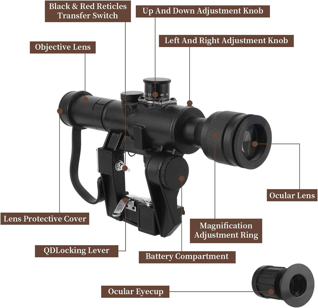 ToopMount 4X26 zf fernrohr Monokular Seitlich montiertes Optik fernrohr Sucher mit Sonnenschutzrohrh