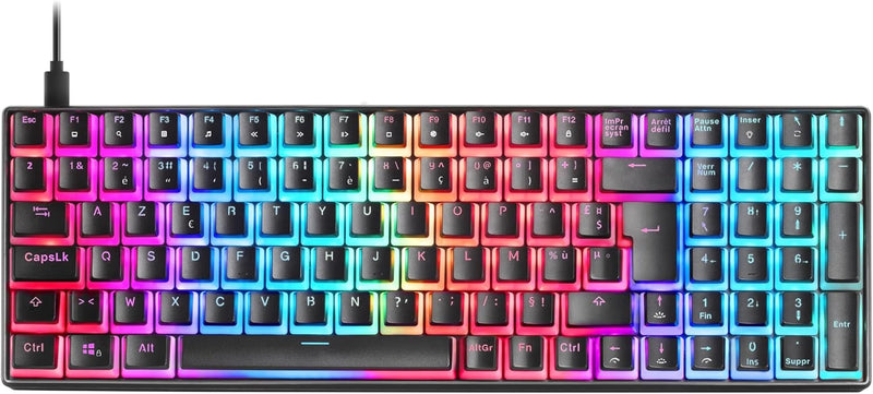 Mars Gaming MKULTRA, Mechanische Tastatur Schwarz RGB, Kompakt 96%, Schalter Outemu SQ Braun, Franzö