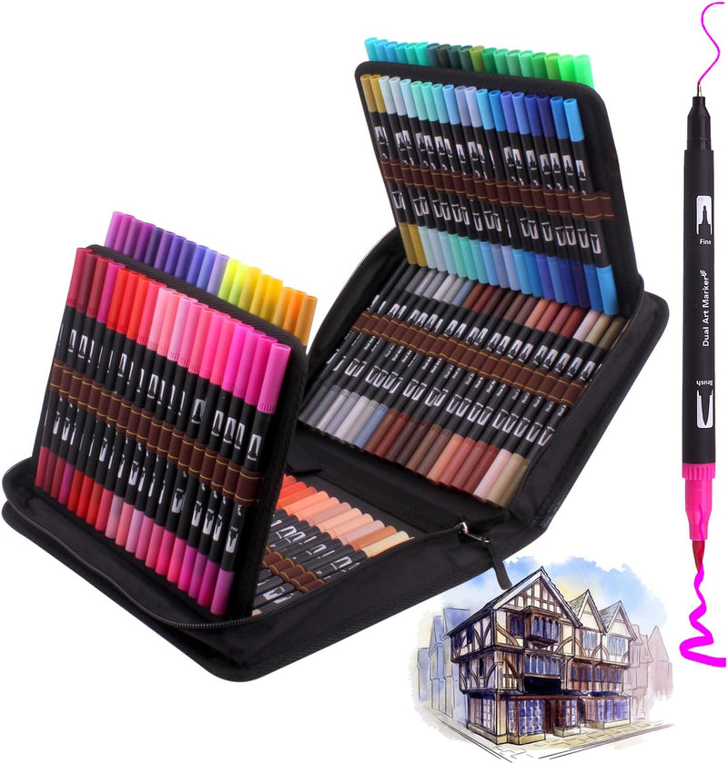 Laconile Marker & Filzstifte 120 Colours Pinselstifte,Dual Tip Brush Pen set Handlettering Stifte Fi