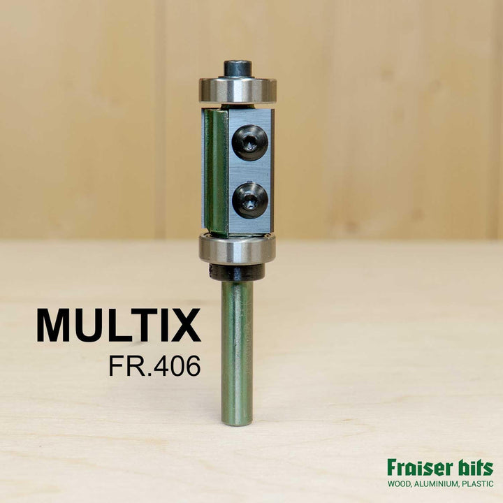 Fraiser Bündigfräser mit Anlaufring oben und unten, 2 Hartmetallschneiden, Schnitthöhe 30 mm, Schaft