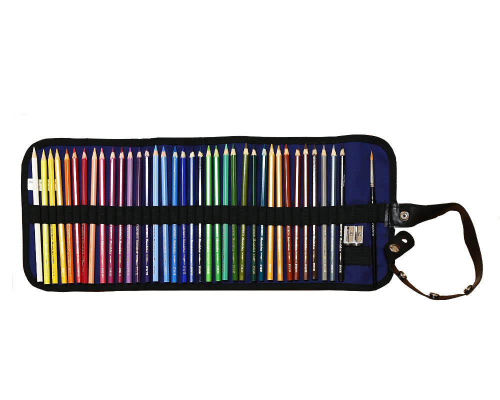 KOH-I-NOOR 36 Aquarellstifte Set mit Pinsel im blauen Stiftegürtel Mondeluz Aquarell Buntstifte, Bla