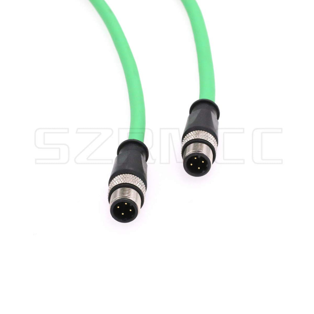 SZRMCC M12 Ethernet Kabel D-Code 4 Pin auf 4 Pin Stecker HighFlex Abgeschirmtes Netzwerkkabel für In