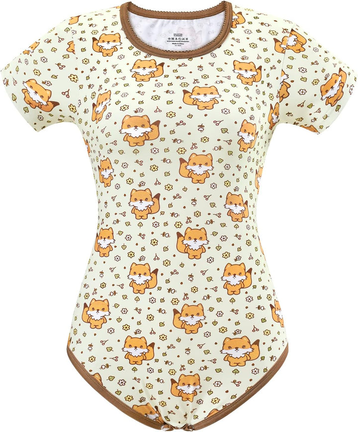 LittleForBig Baumwolle Strampler Onesie Pyjamas Bodysuit-Waldfuchs Strampler Braun XXL, Braun XXL