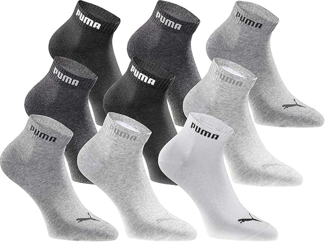 PUMA Quartersocken 18 Paar Pack Statement Edition - Damen und Herren, 35-38 Black White Grey
