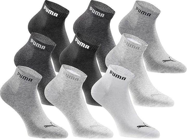 PUMA Quartersocken 18 Paar Pack Statement Edition - Damen und Herren, 35-38 Black White Grey