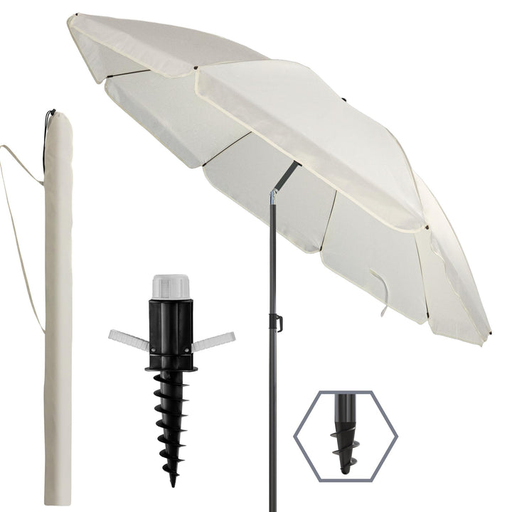 4smile Sunnyjoy Sonnenschirm Strand 3-IN-1 Set - Strandschirm windfest stabil, UPF 50+ Sonnenschirm