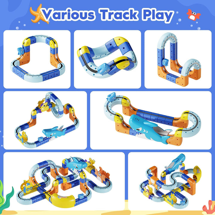 193 PCS Cube Track, Spielzeug ab 3 4 5 6 7 8 Jahre Junge Mädchen Clickrail Electric Train Set Cubix