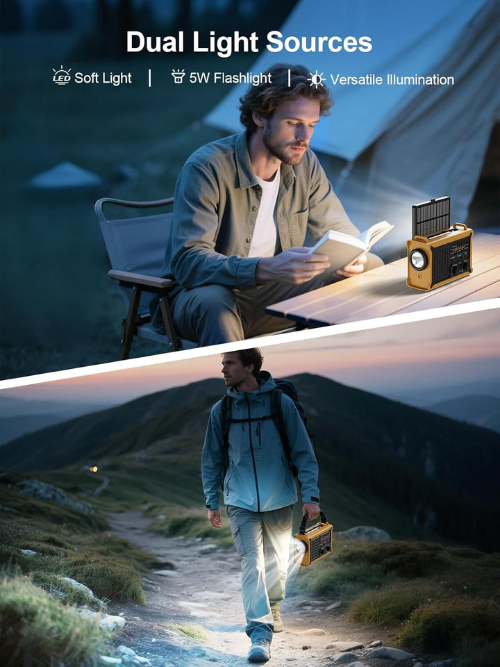 ROCAM 12000mAh Kurbelradio, Notfallradio mit 8500mm² Solarpanel & 650mA Handkurbel, Tragbar Solar Dy