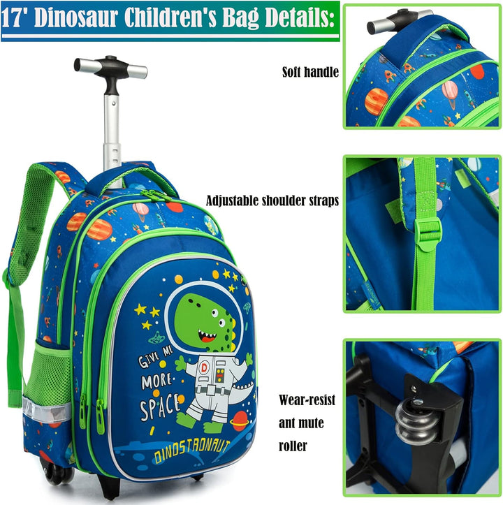 Rucksack Junge Schulranzen Trolley Schulrucksack Mädchen Teenager 3PCS 17” Kinder Schultrolley Geeig
