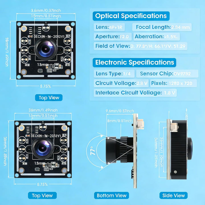 OV9732 Kameramodul 100° 3er-Set für Autodarts Dart Kamerasystem, 1280x720 HD, 30fps, USB 2.0, 3m Kab