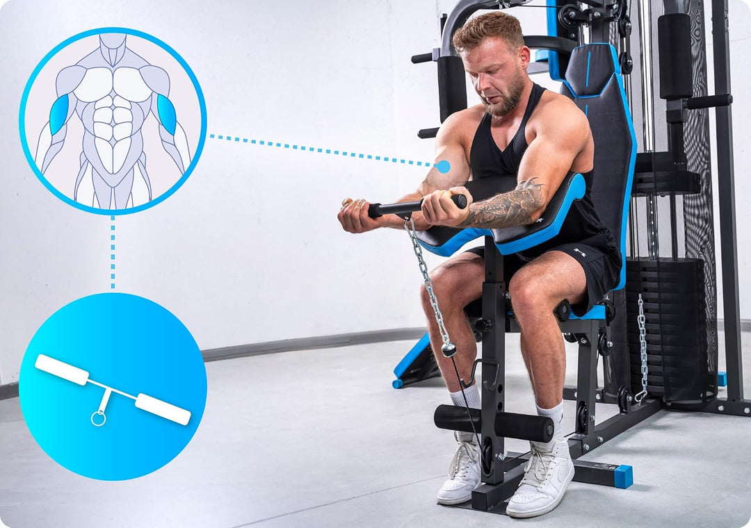 THUNDER Multifunktionale Kraftstation Home Gym Fitnessstation mit Kabelzug & Muskelaufbau Training P
