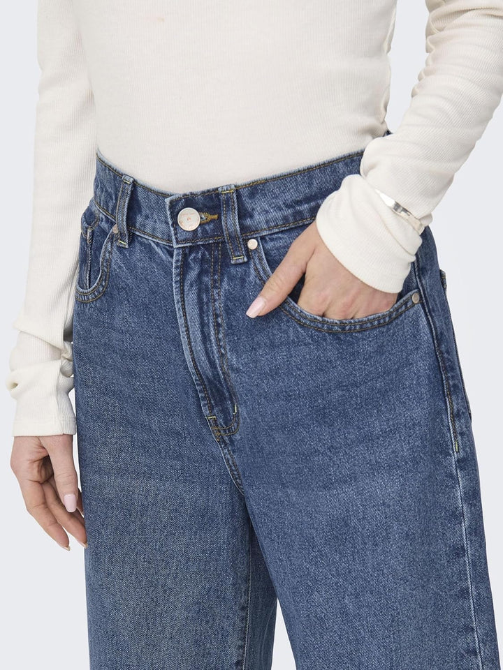 ONLY Female Jeans mit weitem Bein ONLHOPE Hohe Taille Weiter Beinschnitt Jeans 25W / 30L Medium Blue
