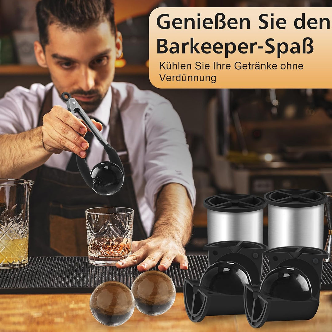 Klarer Eiswürfelbereiter, 6,4 cm Eisbälle, Eisballbereiter aus kristallklarem Edelstahl, BPA-freie P