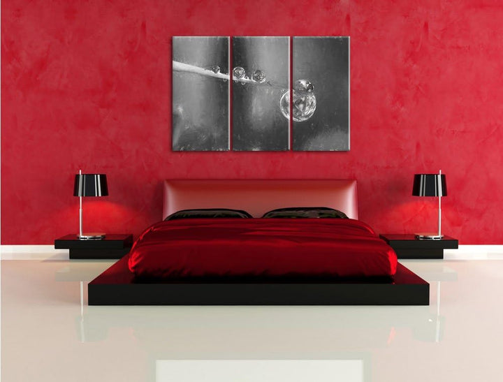 Pixxprint Marienkäfer als Leinwandbild/Grösse: 3 Teilig (120x80) cm/Wandbild/Kunstdruck/fertig bespa