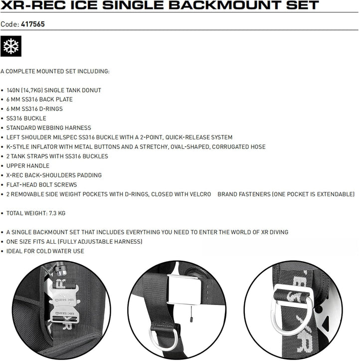 Mares, Xr-Rec Ice Single Backm. Set -Xr Line, Balancer -Tasche, Mehrfarbig, Unica, Unisex-Adult