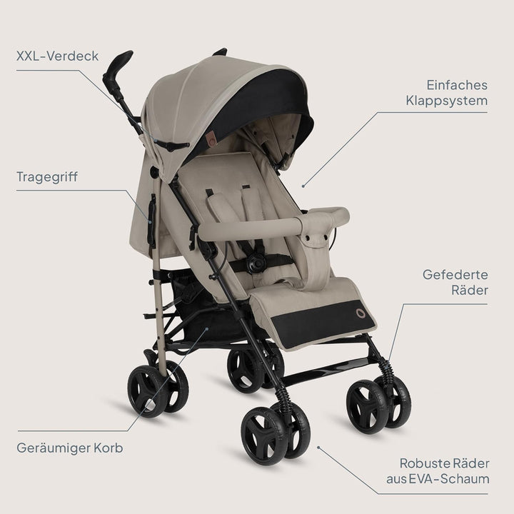 Lionelo Irma Buggy Kinderwagen ab 6 Monate, leicht 7 kg, Liegeposition, faltbar mit Einhand-Faltsyst