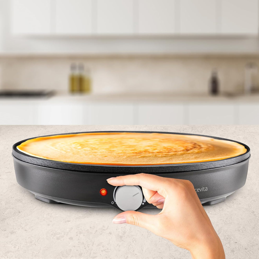 Ufesa Crêpes-Maker Dolcevita 1000W, Antihaftplatte 30cm, Einstellbare Temperaturregelung, Kontrollle