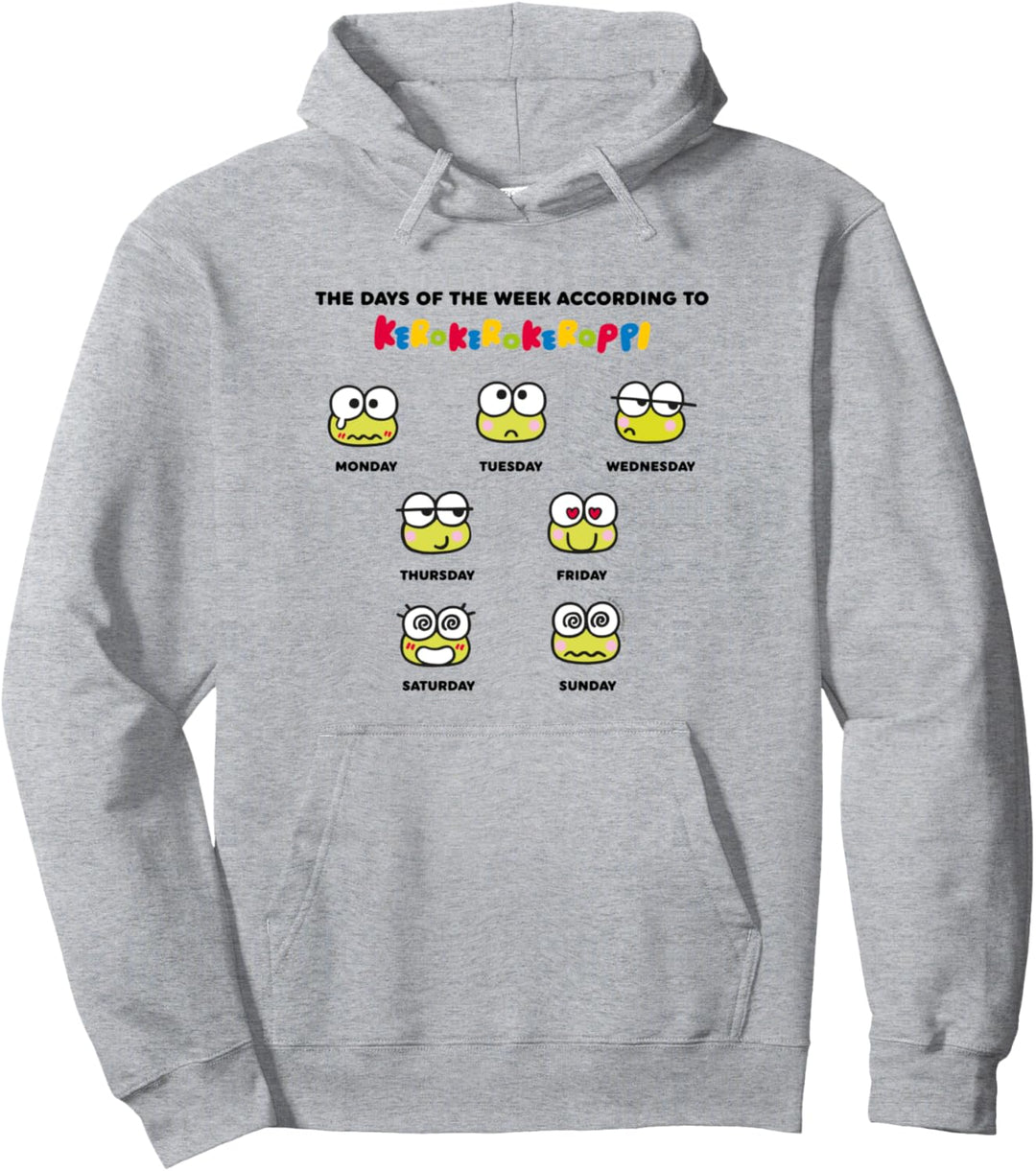 Keroppi Days of the Week Mood Sanrio Cute Japan Meme Pullover Hoodie