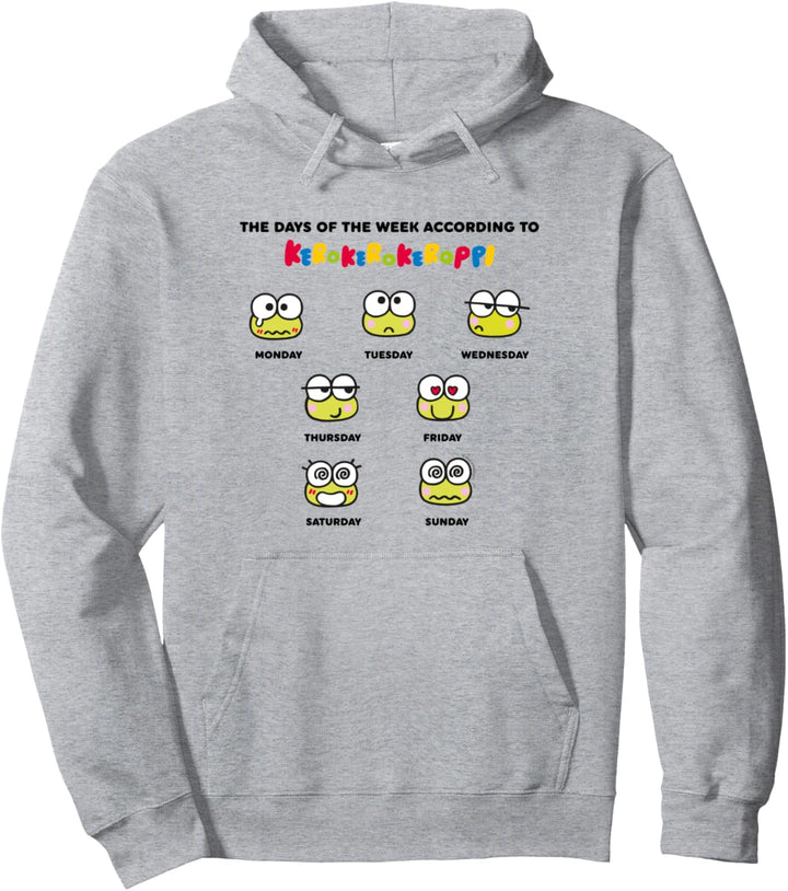 Keroppi Days of the Week Mood Sanrio Cute Japan Meme Pullover Hoodie