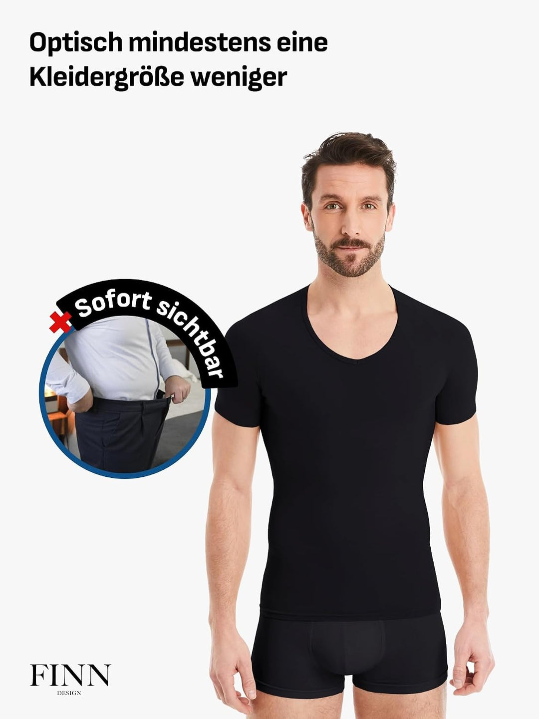 FINN Figurformendes Kompressions-Shirt Herren mit Bauchweg Effekt - Kurzarm Shapewear Unterhemd aus
