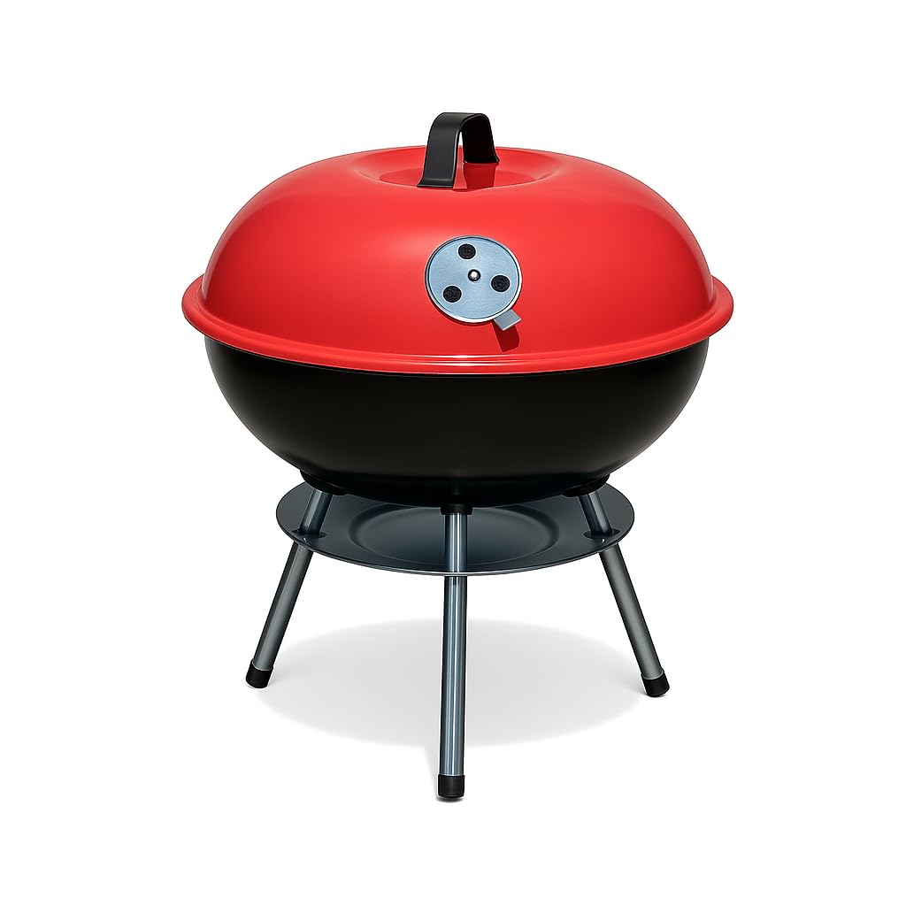 "Kompakter Kugelgrill 35 cm von Benson Garden – Tragbarer Holzkohlegrill mit einstellbarer Luftzufuh