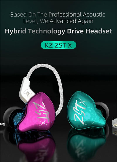 Yinyoo KZ ZST X Hybrid 1BA+1DD In-Ear-Monitor-Ohrhörer Balance-Armatur mit dynamischem In-Ear-Kopfhö