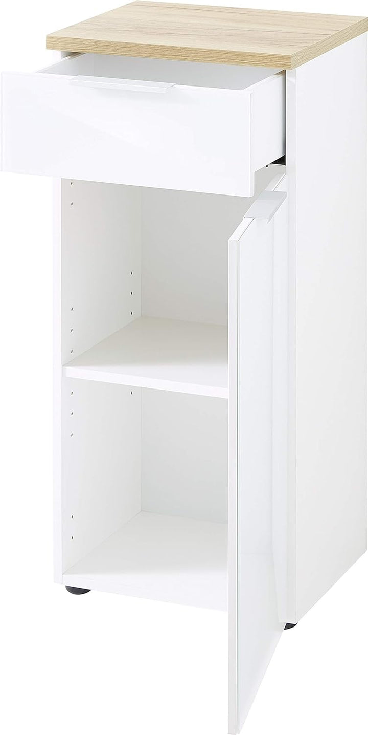 Germania Unterschrank 2751-513 GW-Pescara in Weiss/Navarra-Eiche-Nachbildung, mit Glasfront, 39 x 86