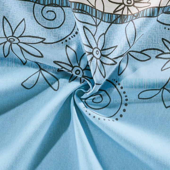 Erwin Müller Bettwäsche, Bettgarnitur Fein-Biber Blumen 4-TLG Sparpaket hellblau-weiss Grösse 135x20