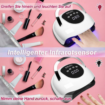 UV Lampe für Gelnägel, 220W Professioneller Schneller UV Lampe nägel mit 4 Timern, Touchscreen, Auto