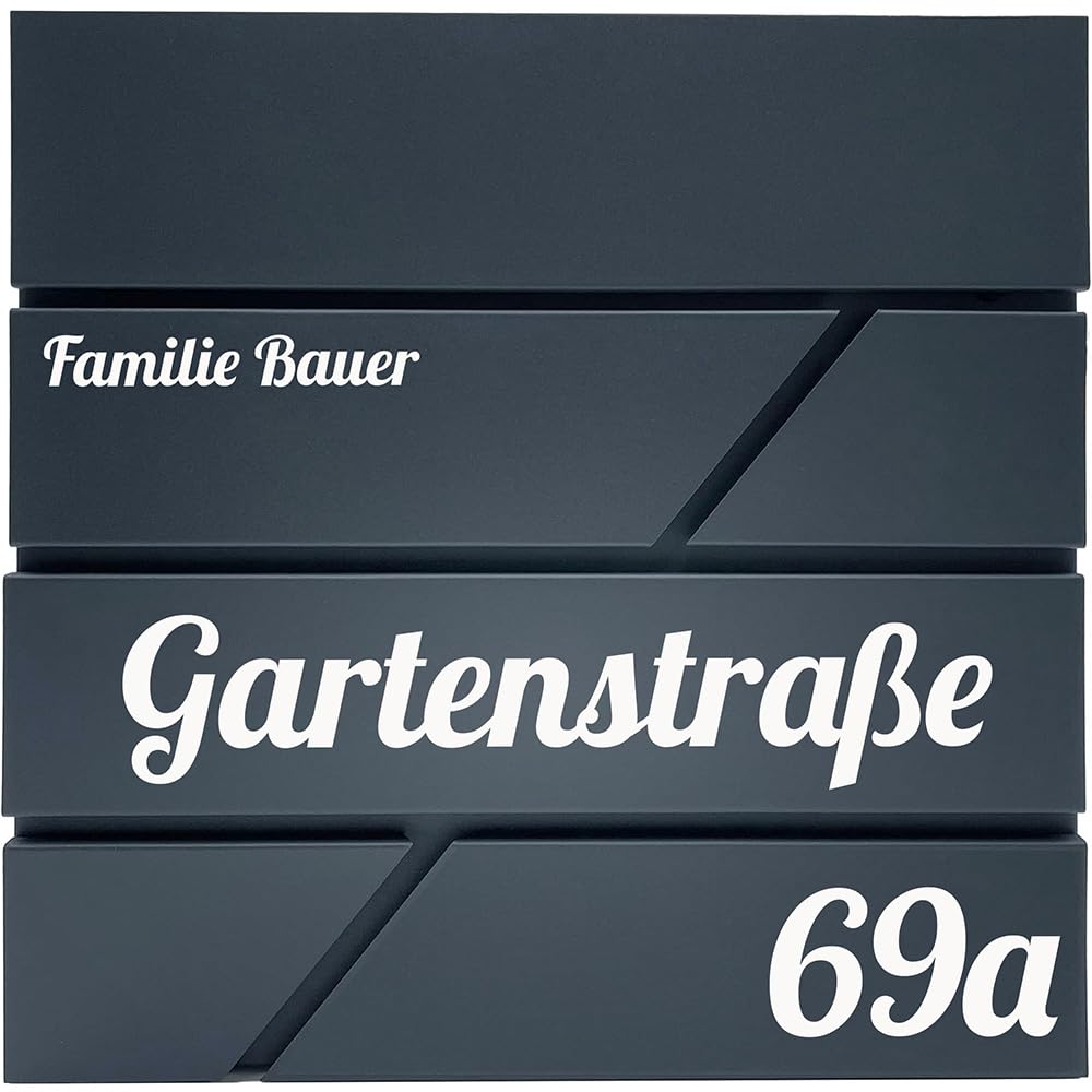 Design Anthrazit Briefkasten mit Hausnummer &amp; Ihre Namen UV-Druck Personalisiert, Wandbriefkasten mi