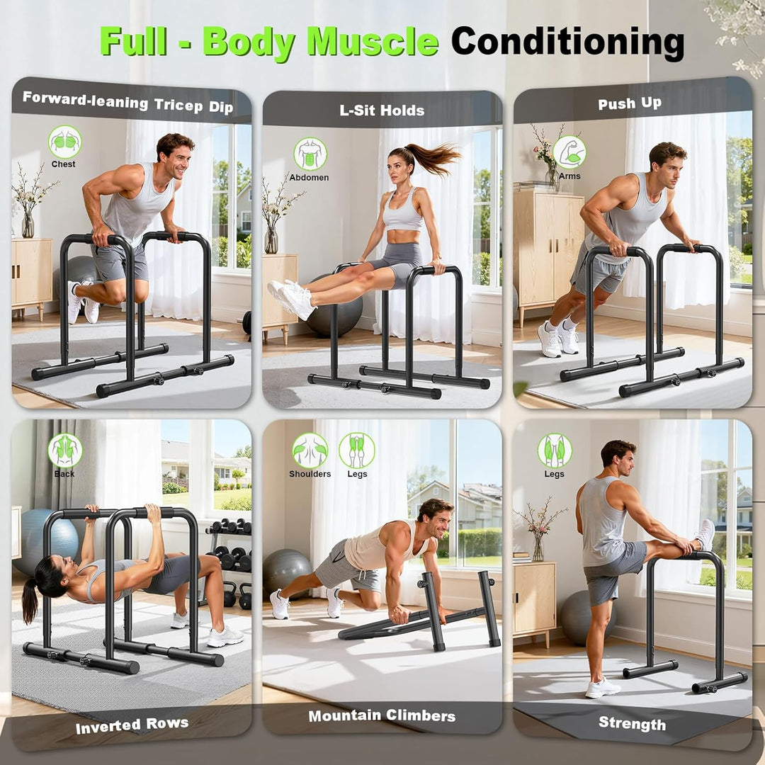Dskeuzeew Dip Bars Einstellbare Dip Bars mit Sicherheitsverbindern Höhenverstellbar Parallettes Cali
