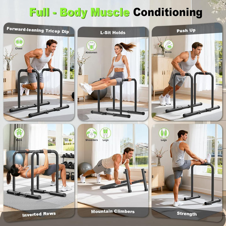 Dskeuzeew Dip Bars Einstellbare Dip Bars mit Sicherheitsverbindern Höhenverstellbar Parallettes Cali